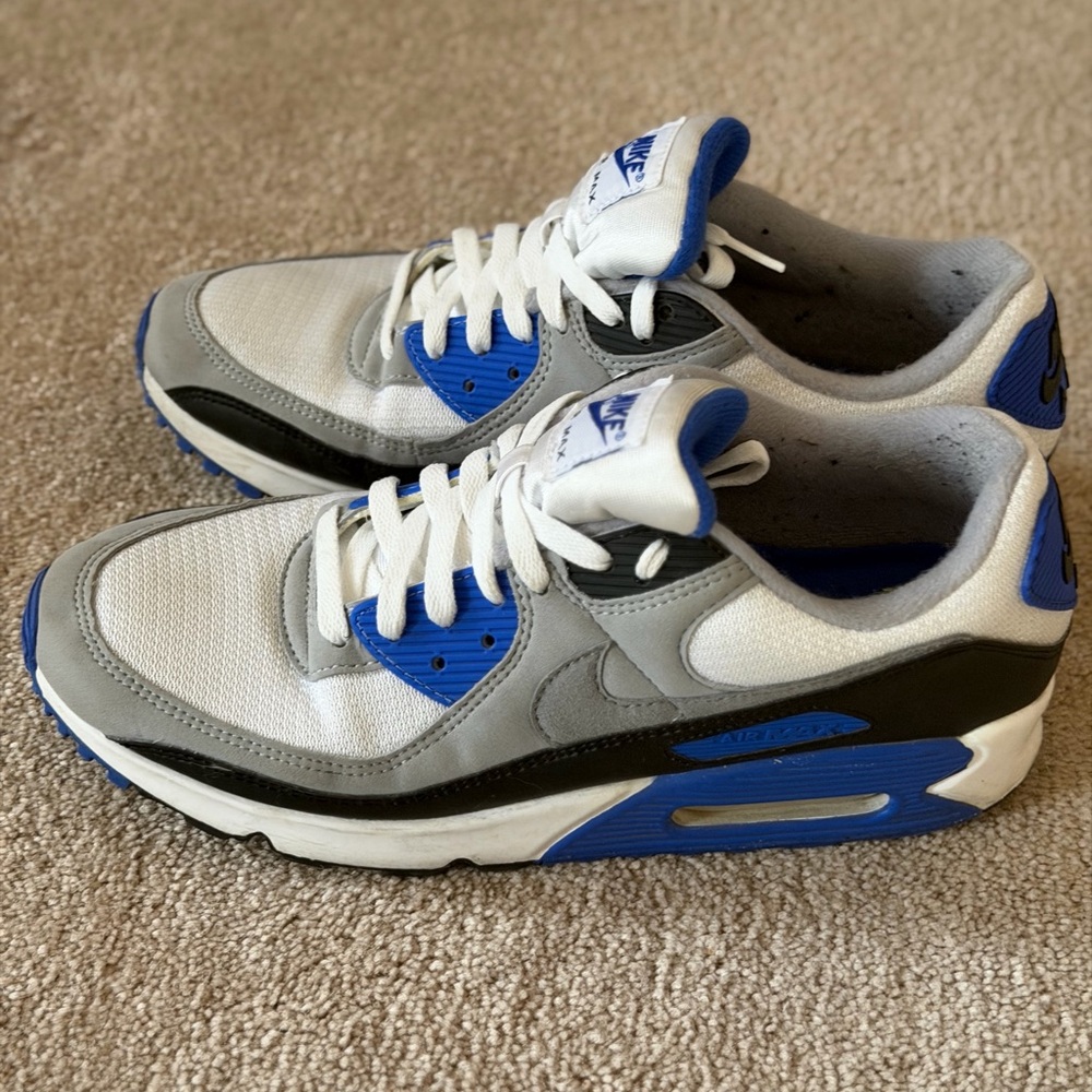 Blue and Gray Nike Air Max 90s Sneakers